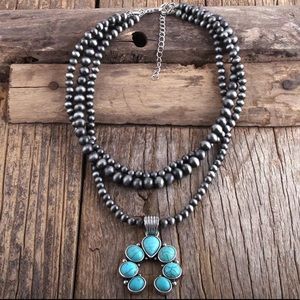 NEW Turquoise Squash Blossom beaded necklace